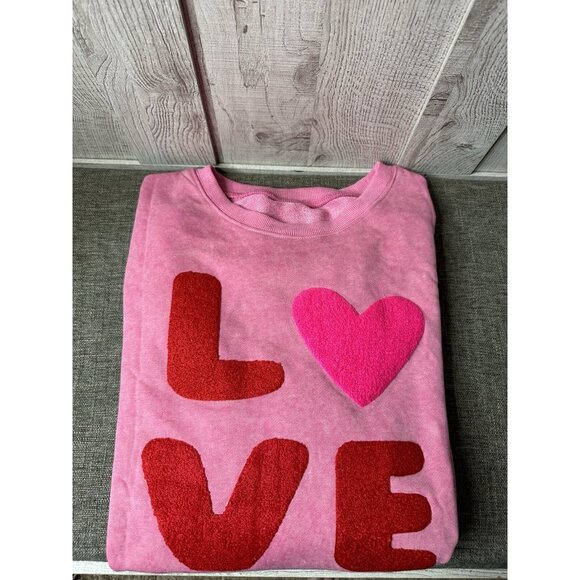 SHEWIN Sweatshirt Womens Size 2XL Pink Long Sleeve Crew Neck LOVE Loose Fit - Picture 3 of 5